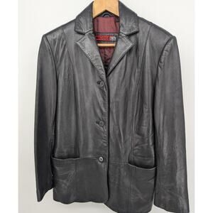 Vintage Nicole Miller Women's Black Genuine Leather Jacket Size Medium M